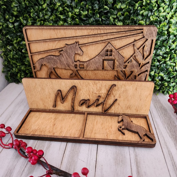 Entry Mail Organizer with Key and Phone Holder, Farmhouse Kitchen Gift for Mom, Horse and Barn Gift for Mothers Day, Birthday Gift for Her