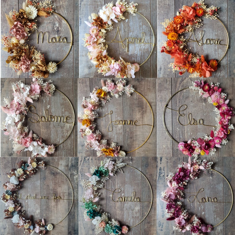 Crown made of dried flowers first name, customizable birth gift, child's room decoration, children's night light, Christmas gift idea image 10