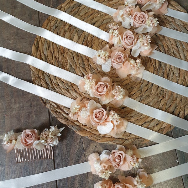 Box Hochzeitsaccessoires Trockenblumen anpassbare Haarspangen Trockenblumen Knopflöcher Kopfkränze