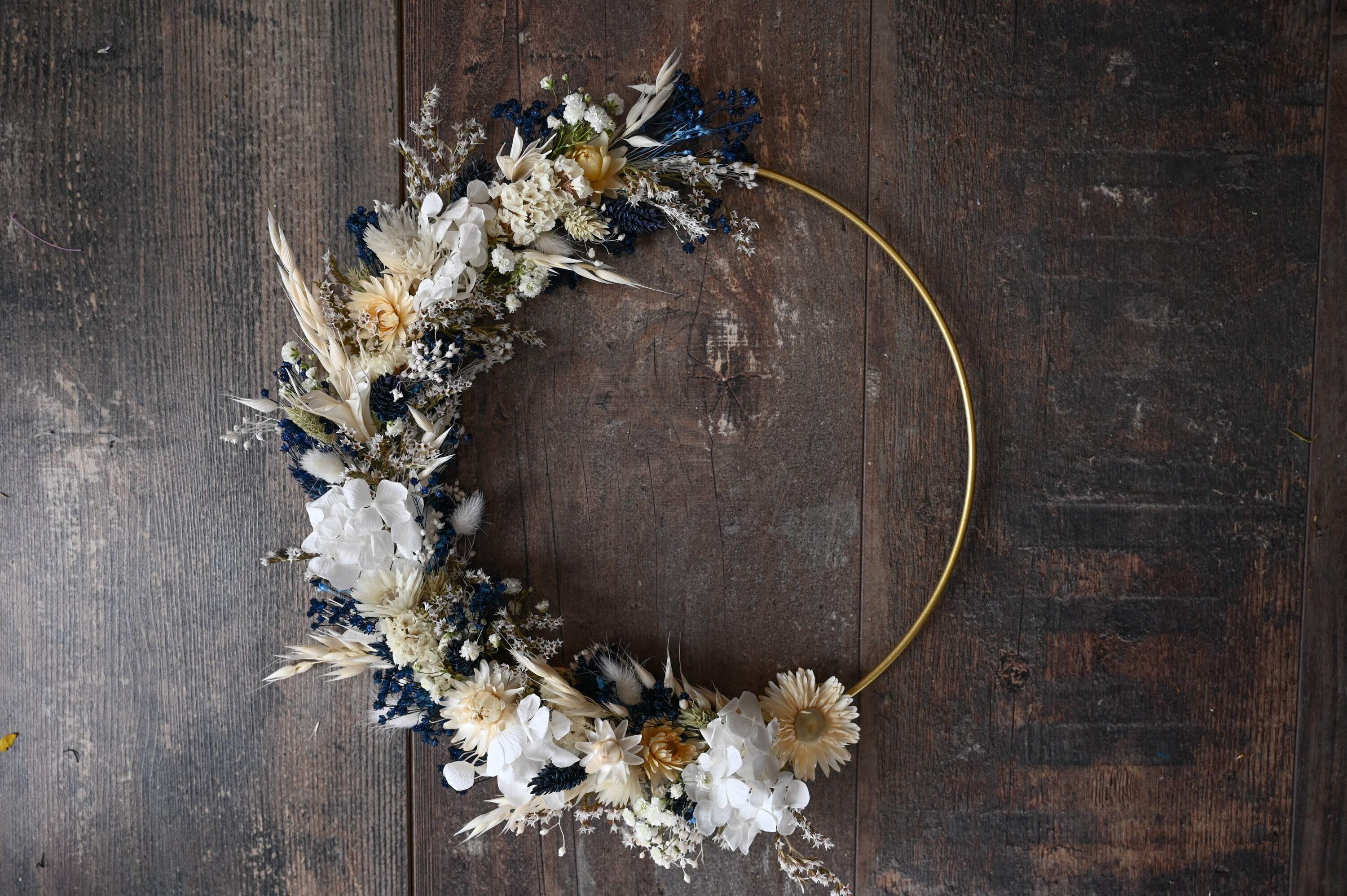 Couronne de Fleurs Séchées Suspension Porte Décoration Florale Idée Cadeau Femme Chambre d'enfant Ec