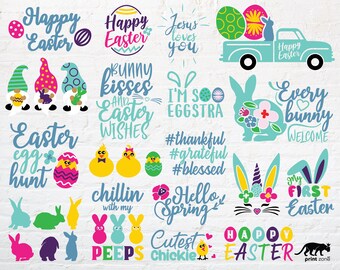 Easter svg bundle, happy ester decor svg for Shirts and mugs, Easter Quotes, cut files for transfer, Rabbit dxf, bunny Png, Commercial Use