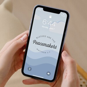 Phone Background | Enneagram 9 | Digital Wallpaper | Blue Wave Design | Scripture Series | The Peacemaker | Instant Digital Download |