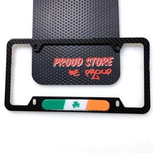 IRELAND Flag Domed CARBON License Plate Frame -US Size- Irish Dublin Kilkenny