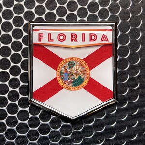 Florida State Flag Domed CHROME Emblem Flag Car 3D Sticker 2.5"x 2.25" Miami Orlando Tampa Jacksonville