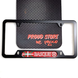 Basque Flag Domed BLACK Cadre de plaque d’immatriculation -US Size- Basque, Lauburu flag, Lauburu