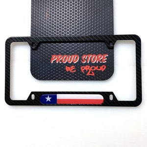 TEXAS Flag Domed CARBON License Plate Frame -US Size- Dallas, Alamo, San Antonio, Austin