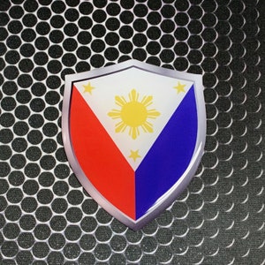Philippines Shield Flag Domed Car Decal: Filipino Emblem (2.4x3")