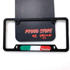 Italia Flag Domed CARBON License Plate Frame -US Size- Italy, Italian, Milano, Torino, Rome, Padova, Verona