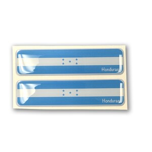 Honduras Flag Decal Proud Car Oval Domed sticker 3D 4&quot;x 1&quot; Patriotic Set of 2 Honduran, New Lighter Blue Color, Made in USA