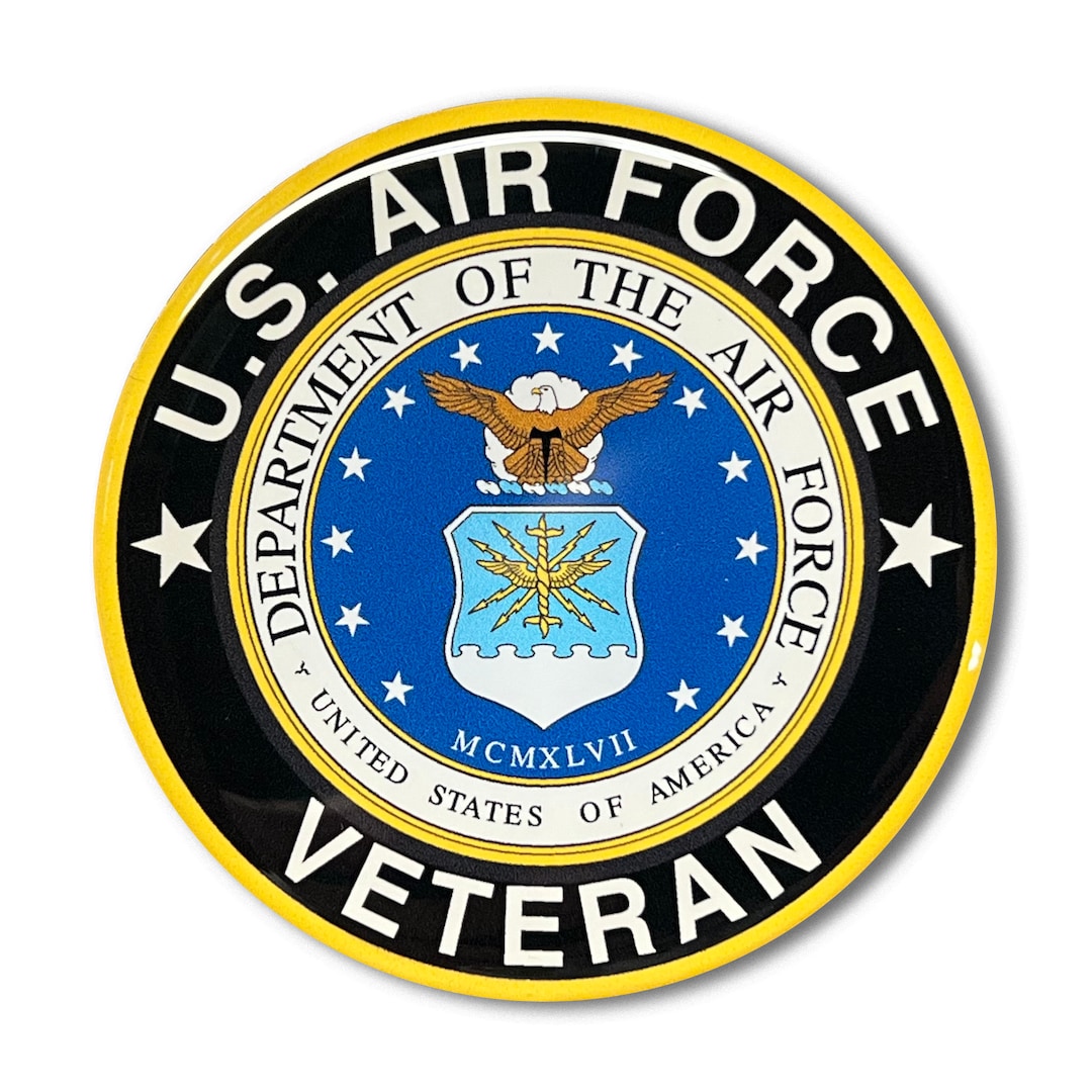 US Air Force VETERAN Domed Decal Car Sticker Emblem 3D 3