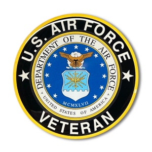 US Air Force VETERAN Domed Decal car Sticker Emblem 3D 3&quot; America Aim High