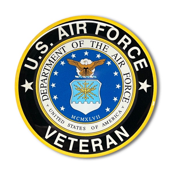 US Air Force VETERAN Domed Decal car Sticker Emblem 3D 3" America Aim High