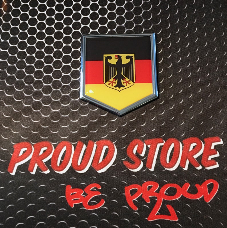 Germany Flag Chrome Emblem: 3D Car Decal (2x2.25