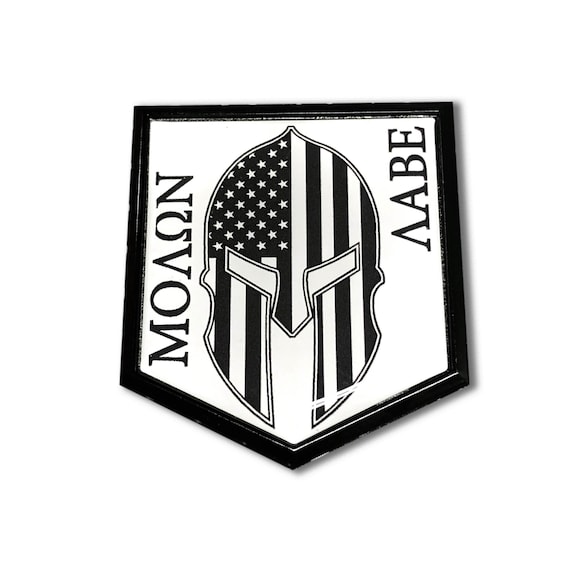 Molon Labe Domed BLACK Emblem 3D Sticker 2"x 2.25" Come And Take It Spartan