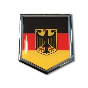 Germany Flag Chrome Emblem: 3D Car Decal (2x2.25&quot;)