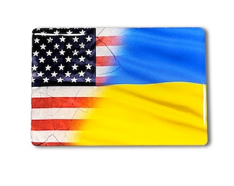 USA America Ukraine Dual Country Emblem Proud Car Domed sticker 3D 3.25"x 2"