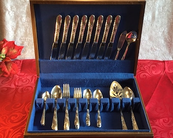 53 Pieces Of Bridal Wreath Pattern Silver Plates Tudor Plate Oneida Community Dining Ware Silverware Christmas Wedding Gift Retro Vintage