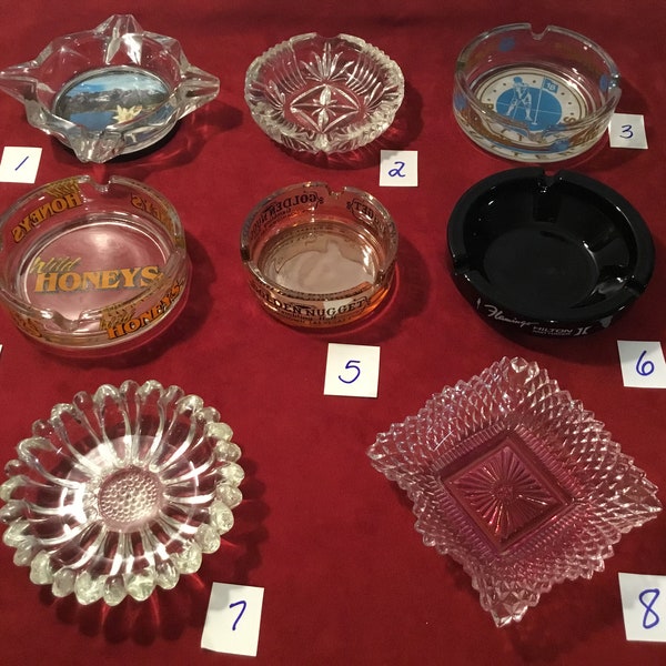 Choice Of 8 Totally Different Shapes / Styles / Colours And Advertising Ashtrays All In Nice Vintage Condition