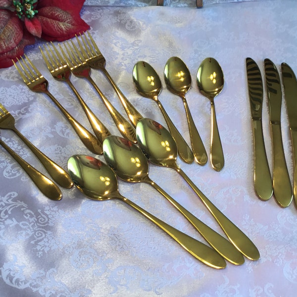 Gold Plated Flatware Cutlery Vintage Elegant Replacement Pieces/Or Starter Set/ Diningware/ Occasions/ Elegant /Place Settings/ Rare/