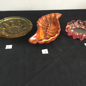 A Great Choice Of 3 Vintage Ashtrays Glass / Ceramic All Very Colourful And Unique