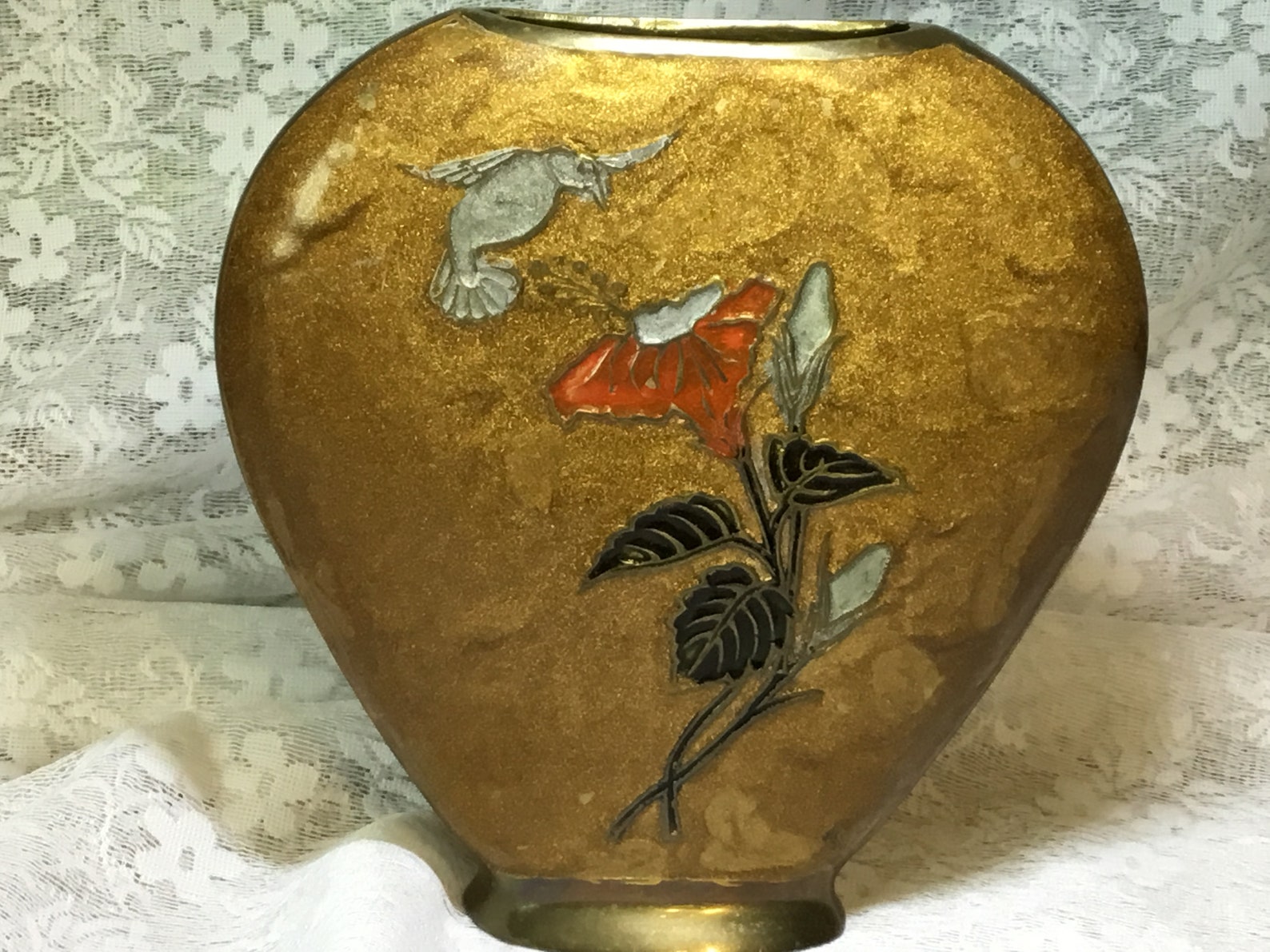 Brass Vase Vintage Painted Perfect To Place As A Center Piece Etsy