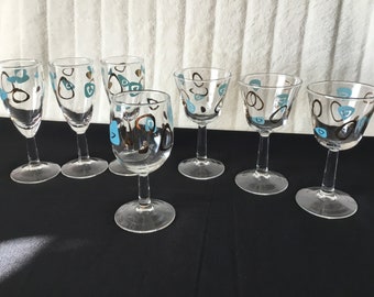 Amoeba Boomerang Atomic/Retro Style Chevron Cocktail Glasses/ Your Choice Of 3 Different Style Atomic  Wine And Champagne Glasses