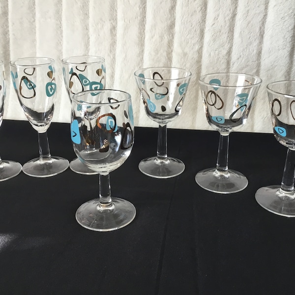 Amoeba Boomerang Atomic/Retro Style Chevron Cocktail Glasses/ Your Choice Of 3 Different Style Atomic  Wine And Champagne Glasses