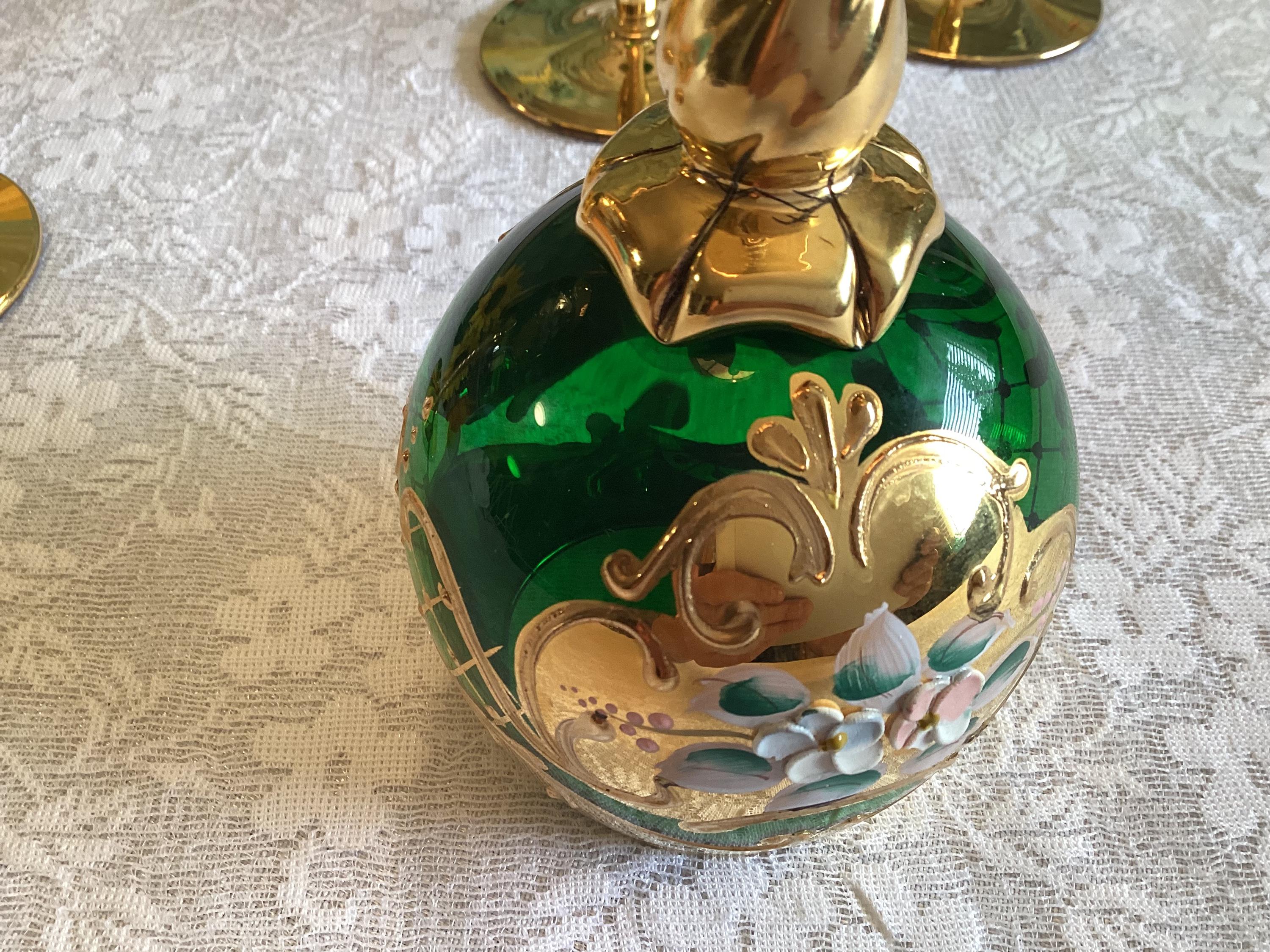 Vintage Murano Style Tre Fuochi Fluted Champagne Glasses