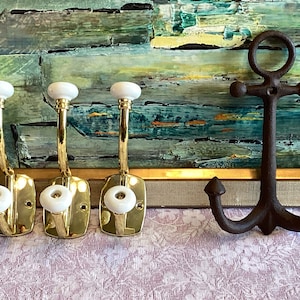 Coat Hooks Brass And Ceramic Or Cast Iron Boat Anchor Shaped/Hardware/Home Decor/ Hanger/Wall Decor/