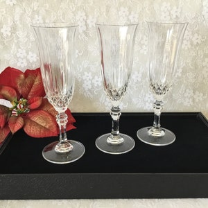 Elegant Set Of Vintage Crystal Champagne Flutes Set Of 4 Barware Drinkware Bar Cart Champaign Flutes Dining Ware Bild 2