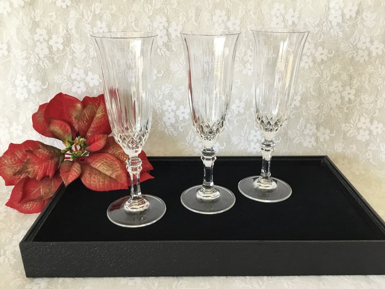 Elegant Set Of Vintage Crystal Champagne Flutes Set Of 4 Barware Drinkware Bar Cart Champaign Flutes Dining Ware Bild 2