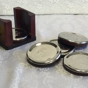バーカート ヴィンテージ 木製と金属コースター ゴルファーテーマ オフィスや自宅のバーに最適 ドリンクグラスホルダー 男の隠れ家 上司へのギフト レア