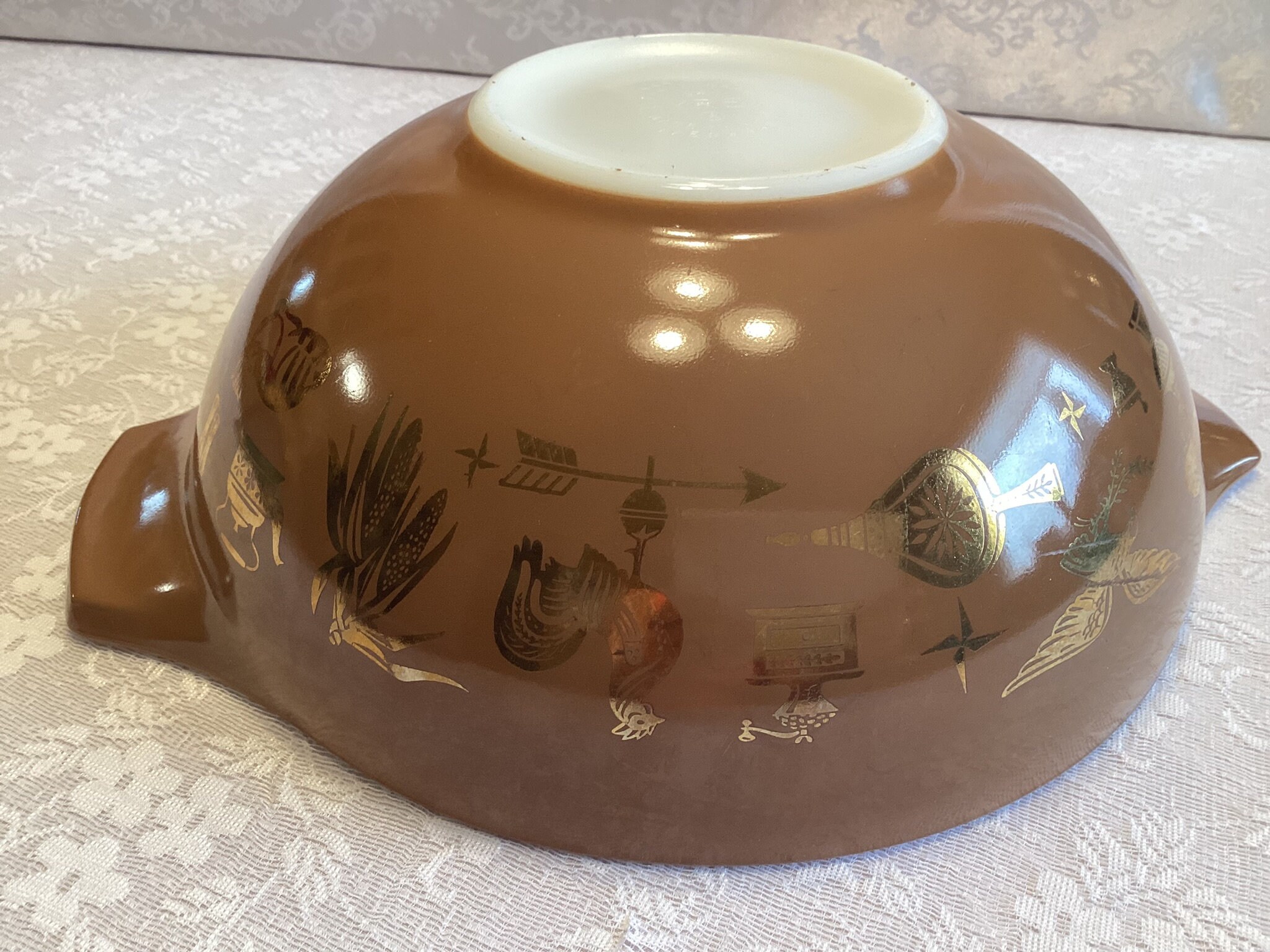 Cindrella Pattern Pyrex Vintage Pyrex/rooster Pattern/ Cinderella Pattern 444 Bowl/ Gold ...