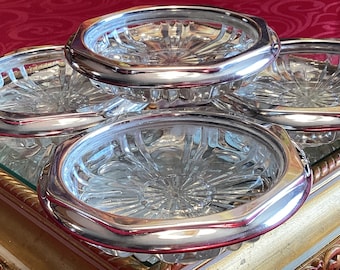 BIRKS】 【純銀/ガラス】フローラルのコースター 8枚 スターリング