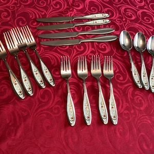 Pfaltzgraff Winter Berry Pattern Stainless Steel 16 Piece Set