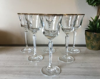 Mikasa Full Lead Crystal Wheaton Pattern Where Elegance And Beauty Meets Bold With Gold Rimmed Cups And Six Sided Stems Very Well Balanced