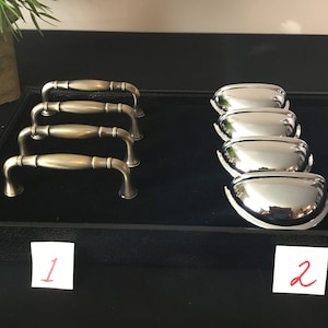 A Couple Styles Of Drawer/ Dresser/ Door Pulls To Choose From Brushed Brass And Chrome Polished Cup Handles