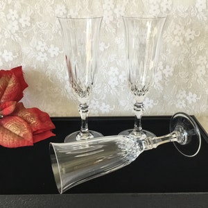 Elegant Set Of Vintage Crystal Champagne Flutes Set Of 4 Barware Drinkware Bar Cart Champaign Flutes Dining Ware Bild 8