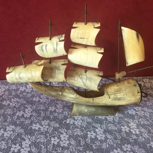 A Bone / Horn Table Lamp Perfect For The Cottage Or Camp Fully Working/ Great Gift For A Sail Boat Lover