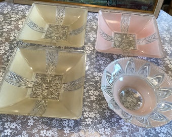 Antique Heavy Ruffled Edged Replacement Glass Shades For Ceiling Lights Square Round Pink Beige Hardware Lighting Ceiling Home Decor Accent