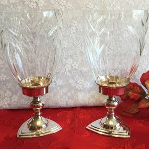 Stunning Set Of MCM / Elegant Crystal And Silver Plated Candleholders/ Art Nouveau/ Candles/Home Decor/Hollywood Regency/ Lights/ Centrepiec