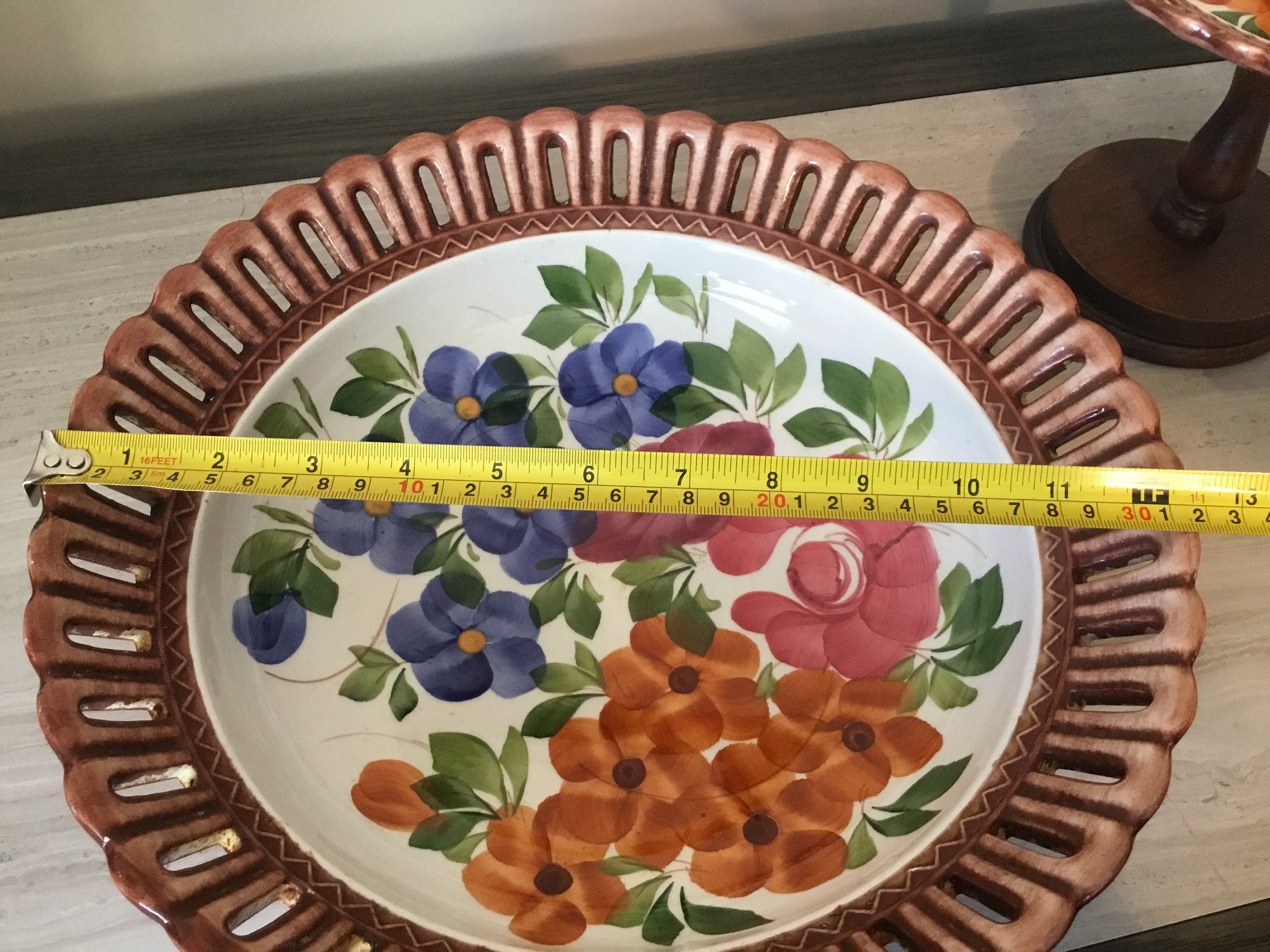 A Beautiful Vintage Hand Painted Italian Fruit Bowl And Raised Etsy