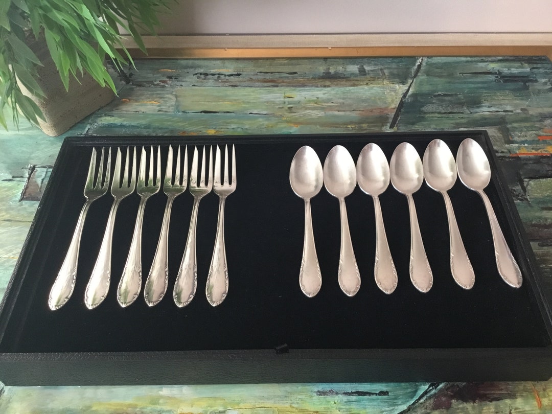 Set of 12 Silver Plated Cutlery Spoons Forks Stamped 100 With