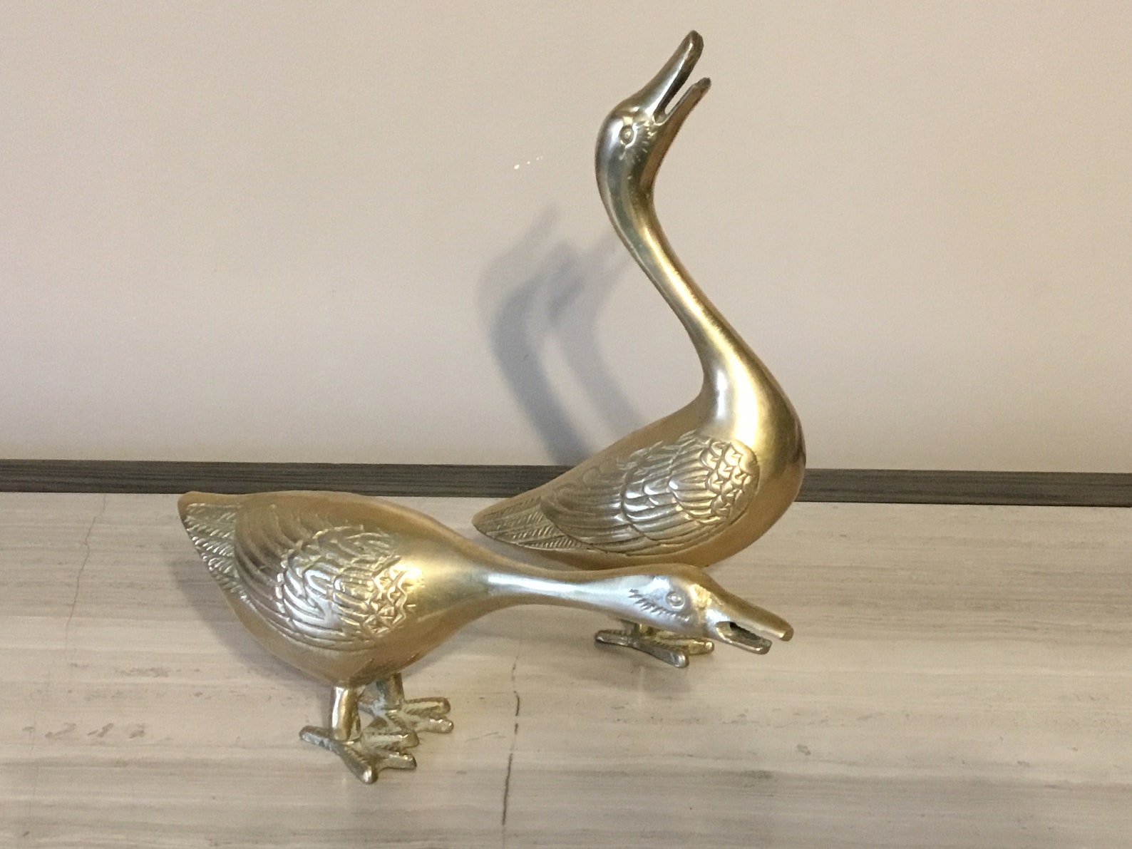 Brass Geese Statues/ Figurines Great Decorative Pieces For The Etsy