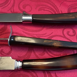 Carving Set With Stainless Steel And Marble Swirl Bakelite Handles