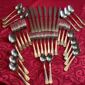 38 Stück Gold getrimmt Washington geschmiedet Edelstahl China Silber Set Besteck Besteck