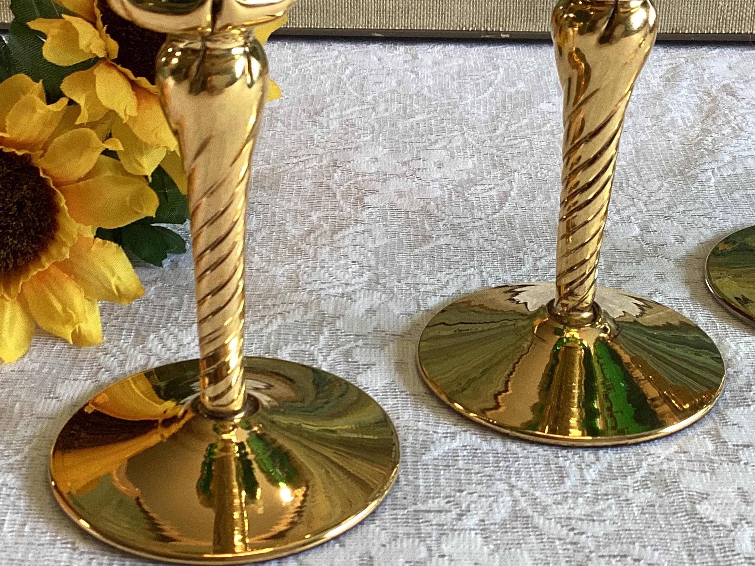 Murano Salvadori Tre Fuochi 24K Gold Footed Hock Glasses