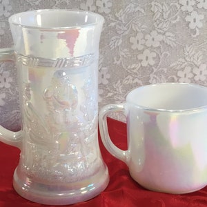 Federal Glass Iridescent D Handle Coffee Mug Or A Beer Stein Both Very Retro MCM Style/ Milk Glass/Beer Stein/Coffee Mugs/Exc Cond/Rare