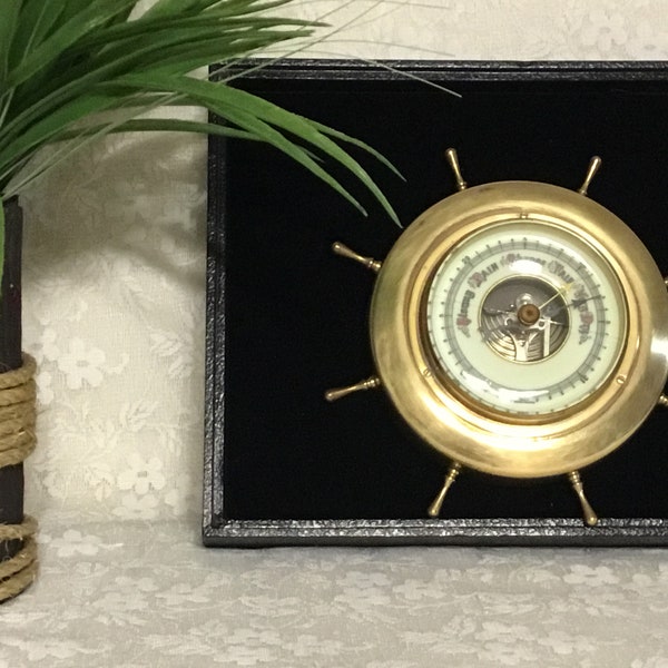 Brass Nautical Boat Barometer / Boat Wheel/ Wall Hanging Made In Western Germany