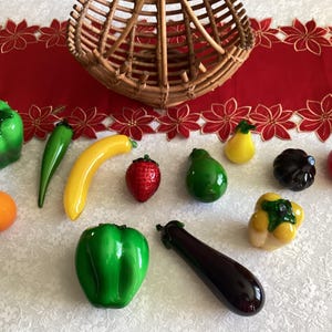 Murano Glass Colourful Fruit Shapes Bananas Peppers Strawberries Baskets Glass Decorations Food Vegetables